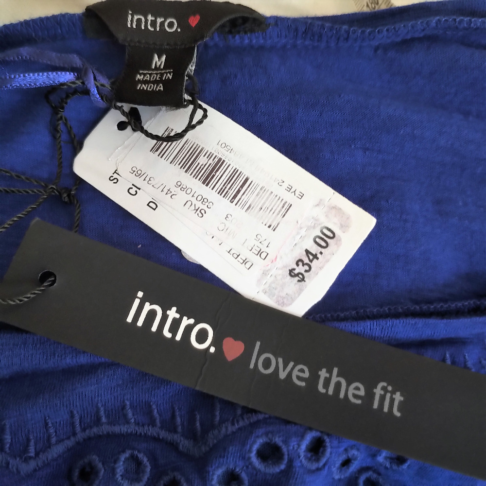 Cotton Eyelet Tunic Top by Intro NWT M - Picture 3 of 5